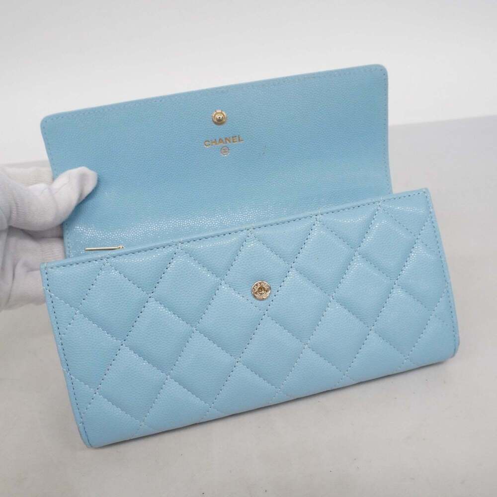 CHANEL Authentic Blue Caviar Leather Wallet - Picture 3 of 14